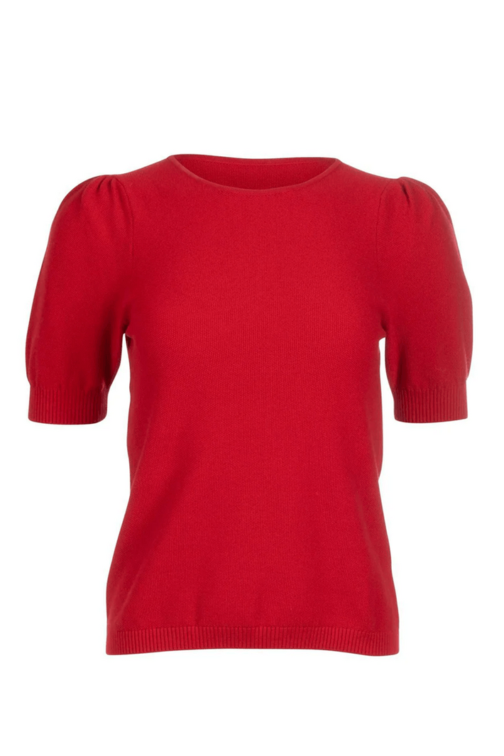 Ruched Sleeve Sweater - Red