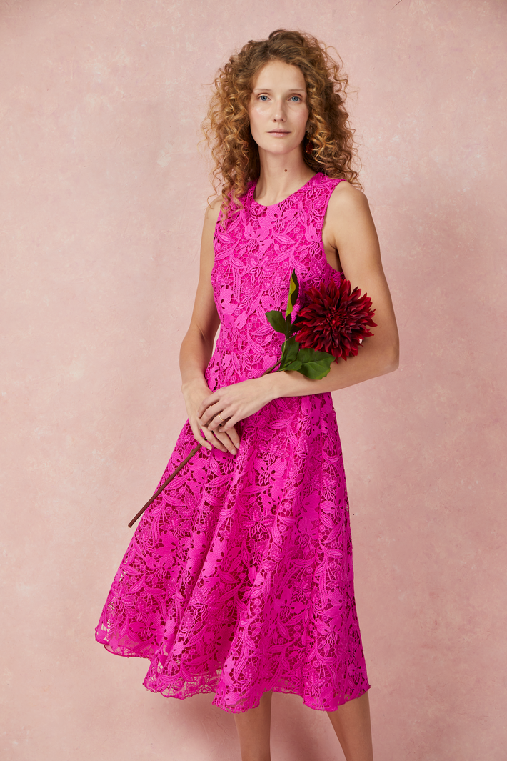 Marbella Dress in Hot Pink Lace