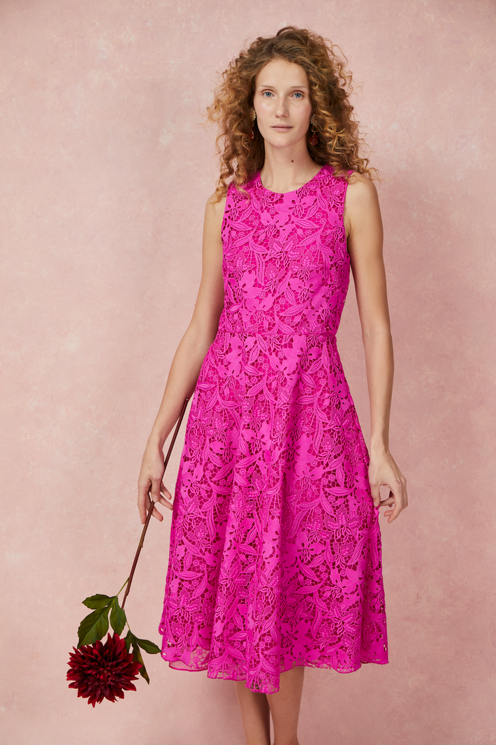 Marbella Dress in Hot Pink Lace