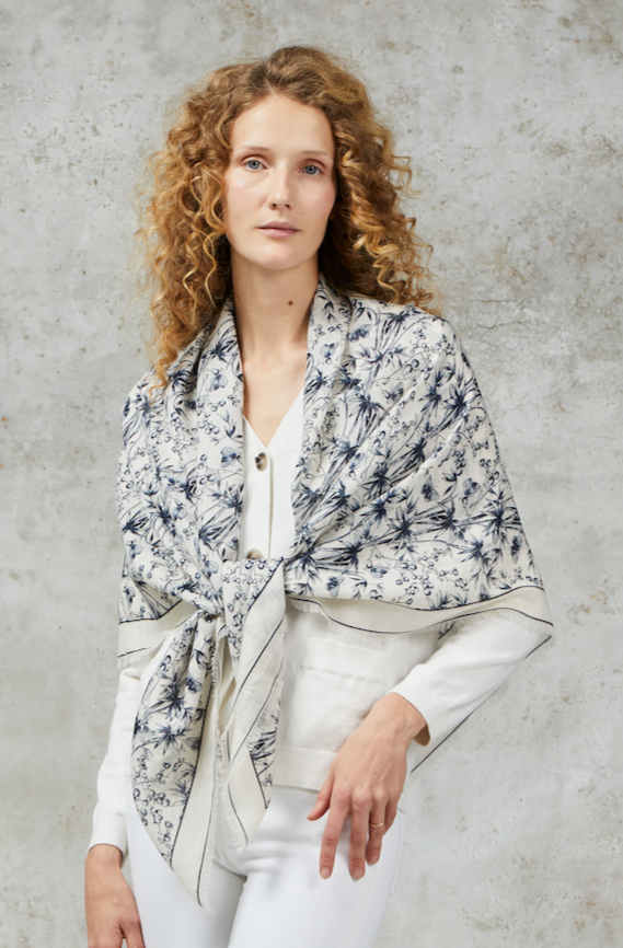Merino Scarf - Navy Butterfly