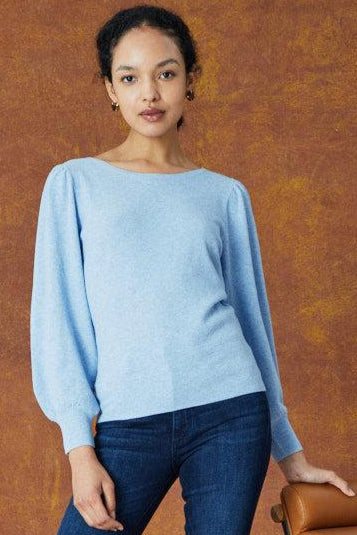 Ruched Long Sleeve Sweater - Icy Dawn