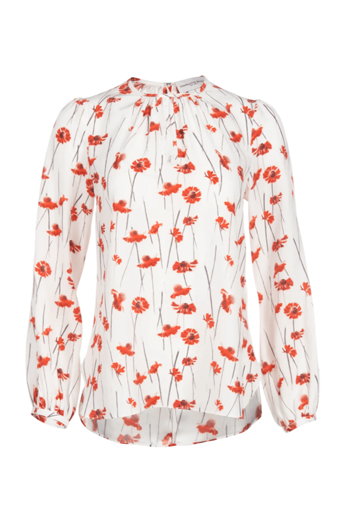 Keyhole Blouse - Red Spanish Poppy