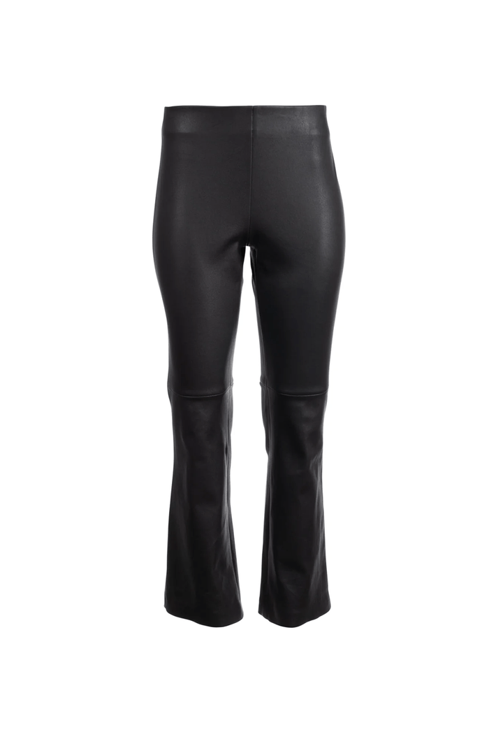 Leather Kick Flare Pant Crop - Charcoal