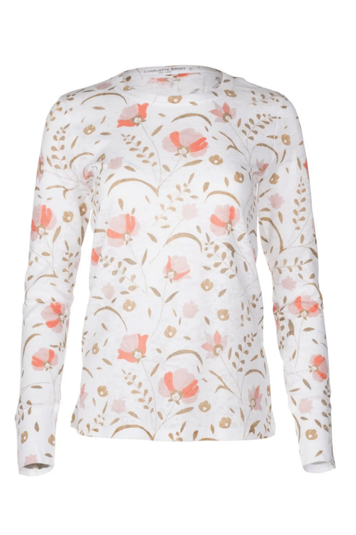 Long Sleeve Waffle Burnout Tee - Blush Cottage Garden