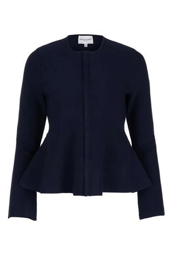 Flare Knit Blazer - Navy