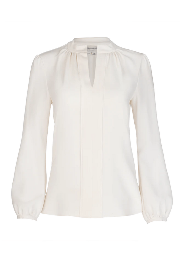 Long Sleeve Gathered Blouse - Ivory