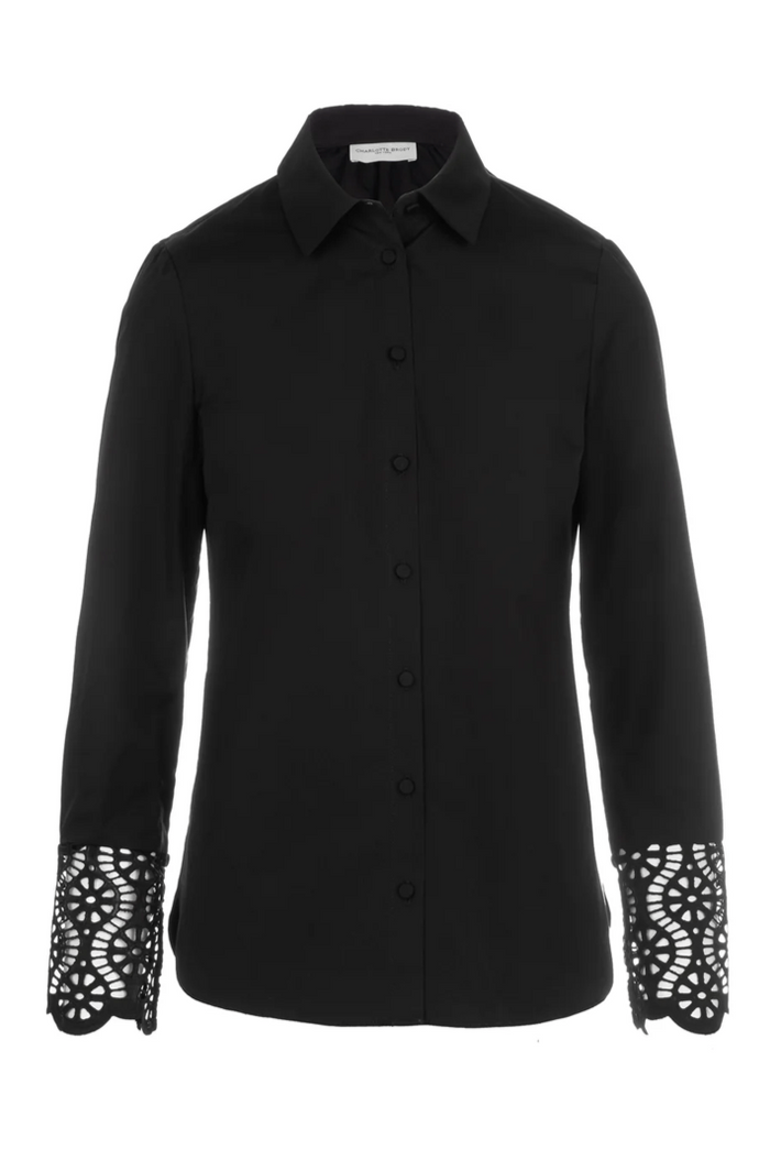 Lace Button Down - Black