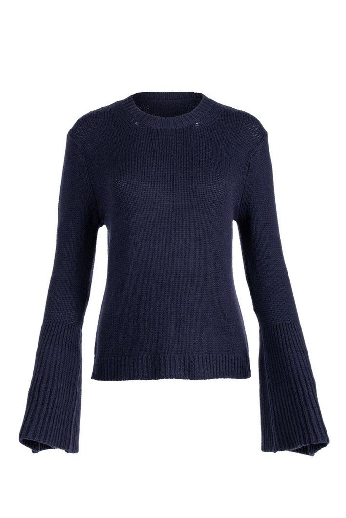 Trumpet Sleeve Sweater - Navy