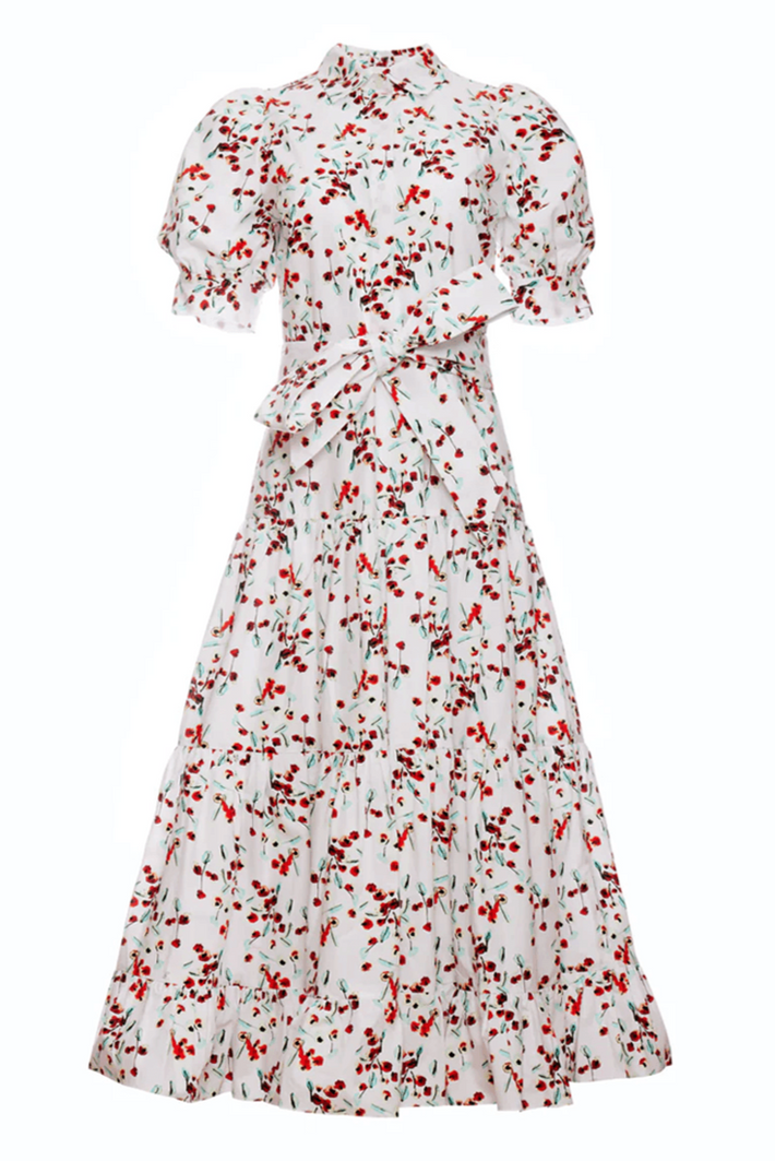 Palma Dress - Red Watercolor Floral