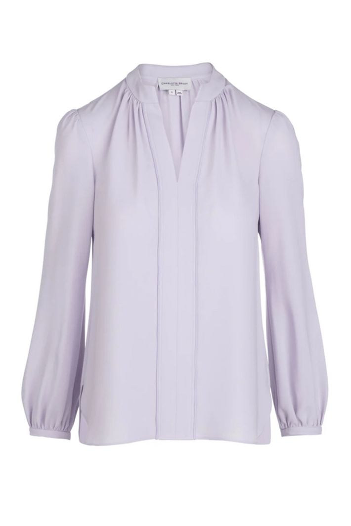 Long Sleeve Gathered Blouse - Lilac