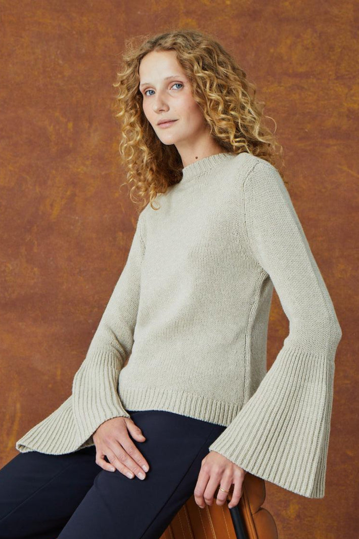 Trumpet Sleeve Sweater - Sand