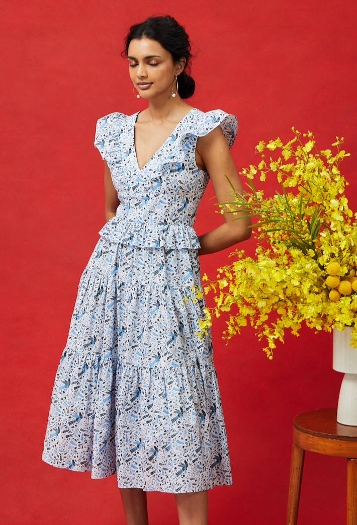 Vuela Dress - Blue Aztec Batik