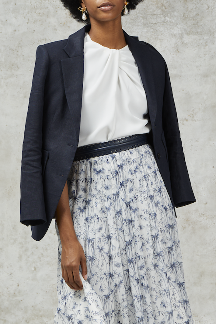Slim Fretwork Belt - Navy