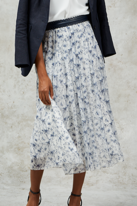 Pleated Skirt - Navy Butterfly