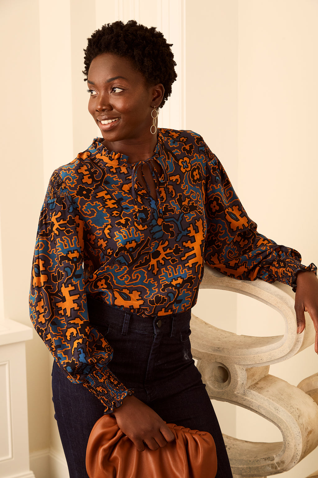 Saffron Blouse - Navy Bohemian