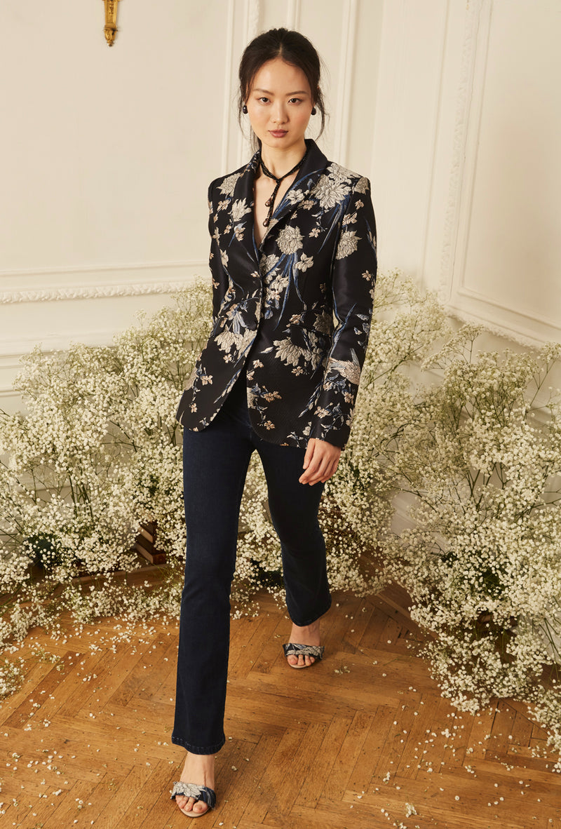 Shawl Collar Blazer - Chinoiserie Jacquard