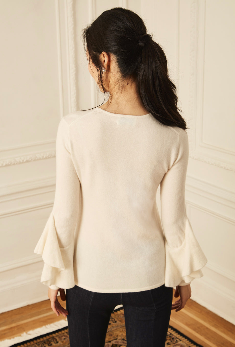 Ruffle Sleeve Sweater - Ivory