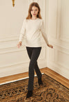 Gathered Sleeve Crewneck - Ivory