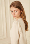 Gathered Sleeve Crewneck - Ivory