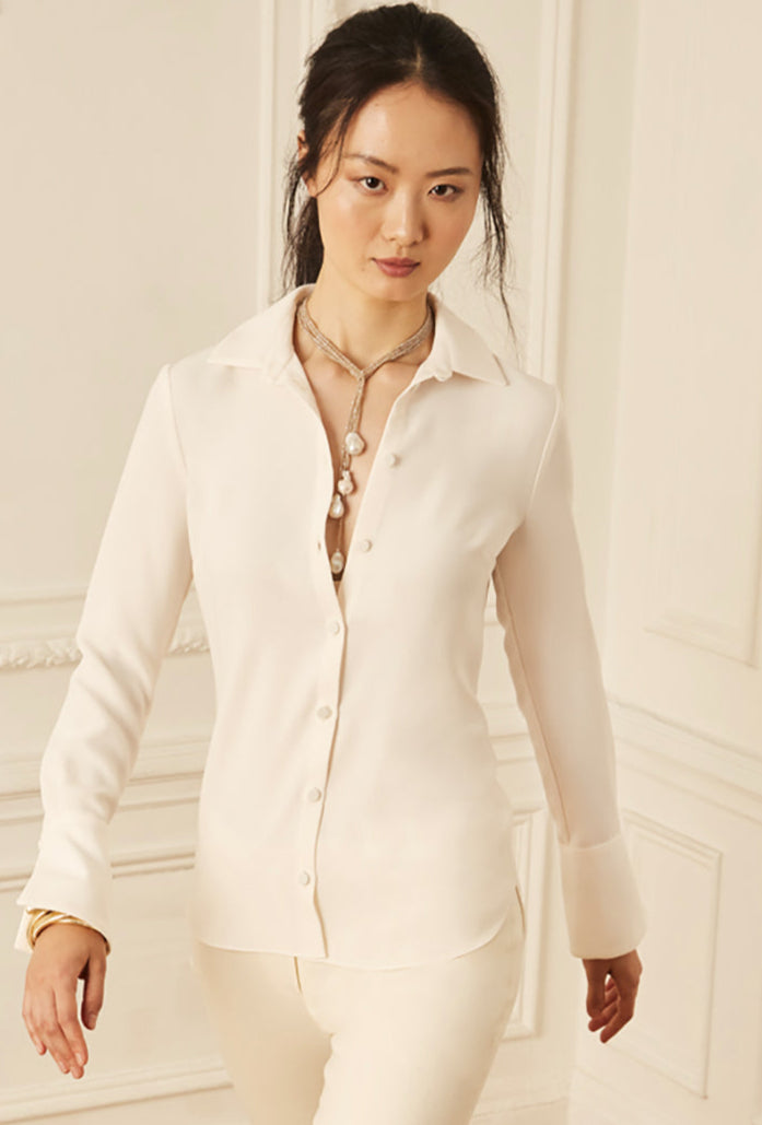 Classic Button Down Blouse - Ivory L / Ivory Classic Button Down Blouse - Ivory L / Ivory