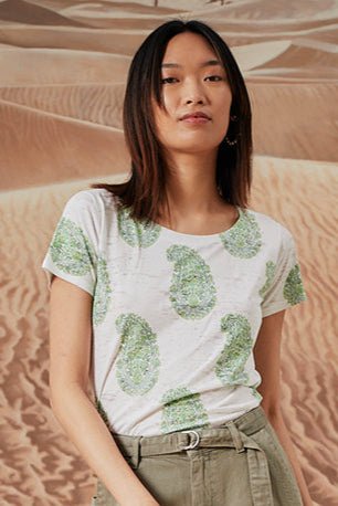 Burnout Tee - Green Paisley