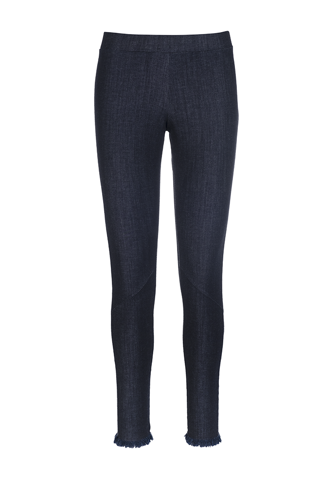 Denim Legging with Fringe - Indigo