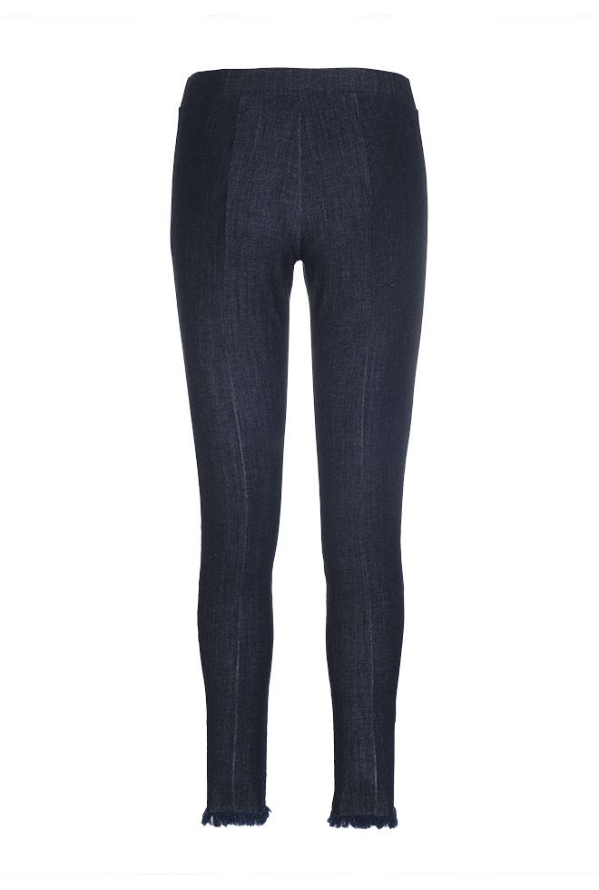 Denim Legging with Fringe - Indigo