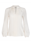Long Sleeve Gathered Blouse - Ivory Crepe