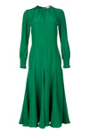 Smocked Keyhole Midi Dress - Emerald