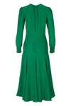 Smocked Keyhole Midi Dress - Emerald