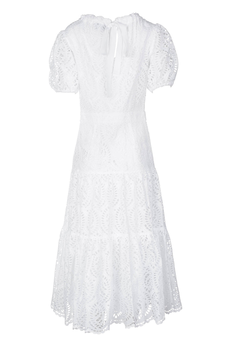 Bardot Midi Dress - White Eyelet