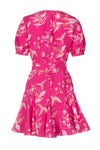 V-Neck Godet Dress - Fuchsia Jasmine Batik