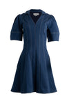 Lantern Sleeve Denim Dress - Blue
