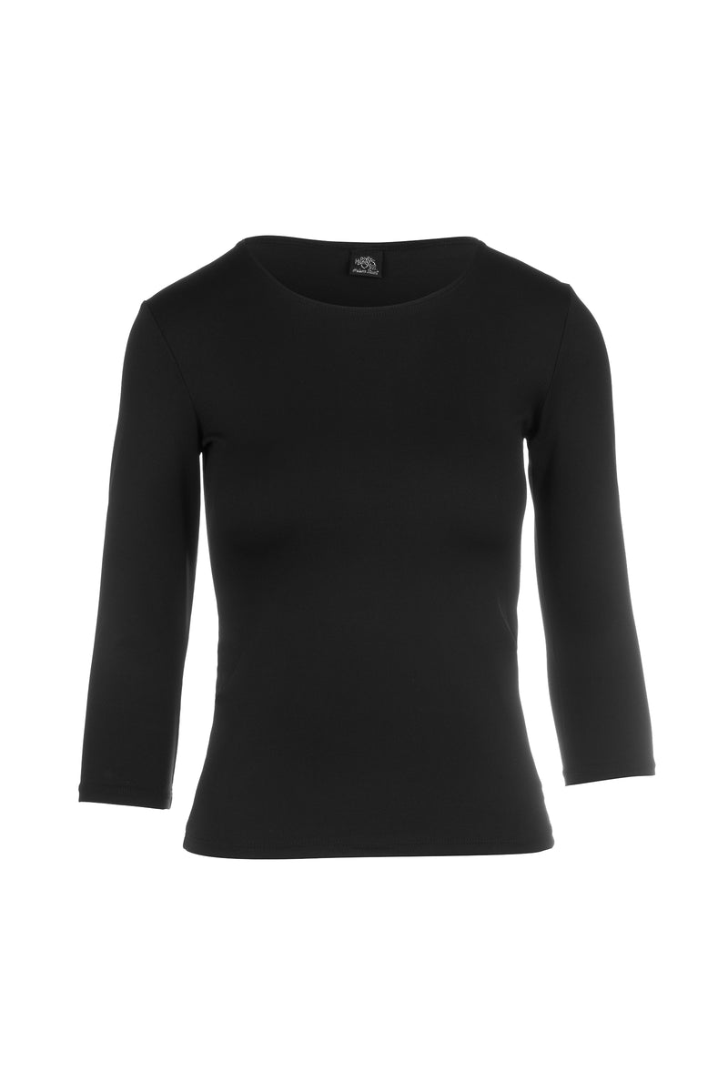Crew Neck 3/4 Tee - Black