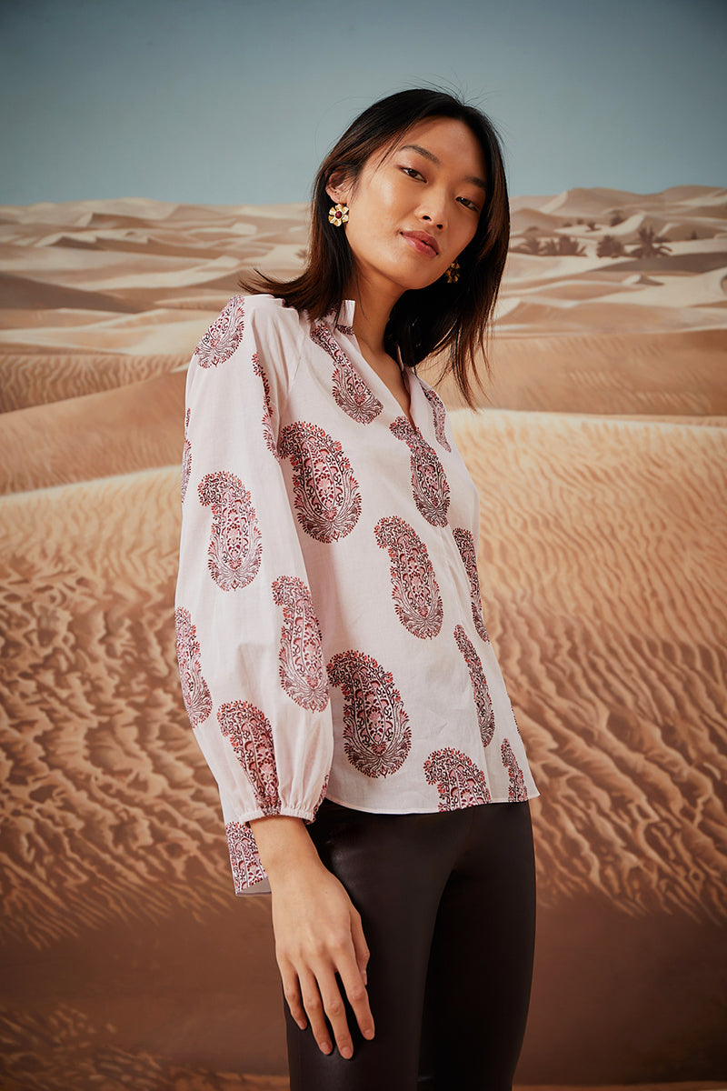 Poet Blouse - Blush Paisley