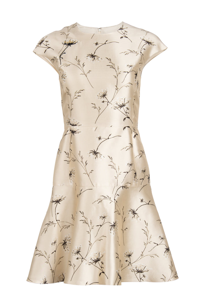 Flounce Dress - Fawn Flora Mikado