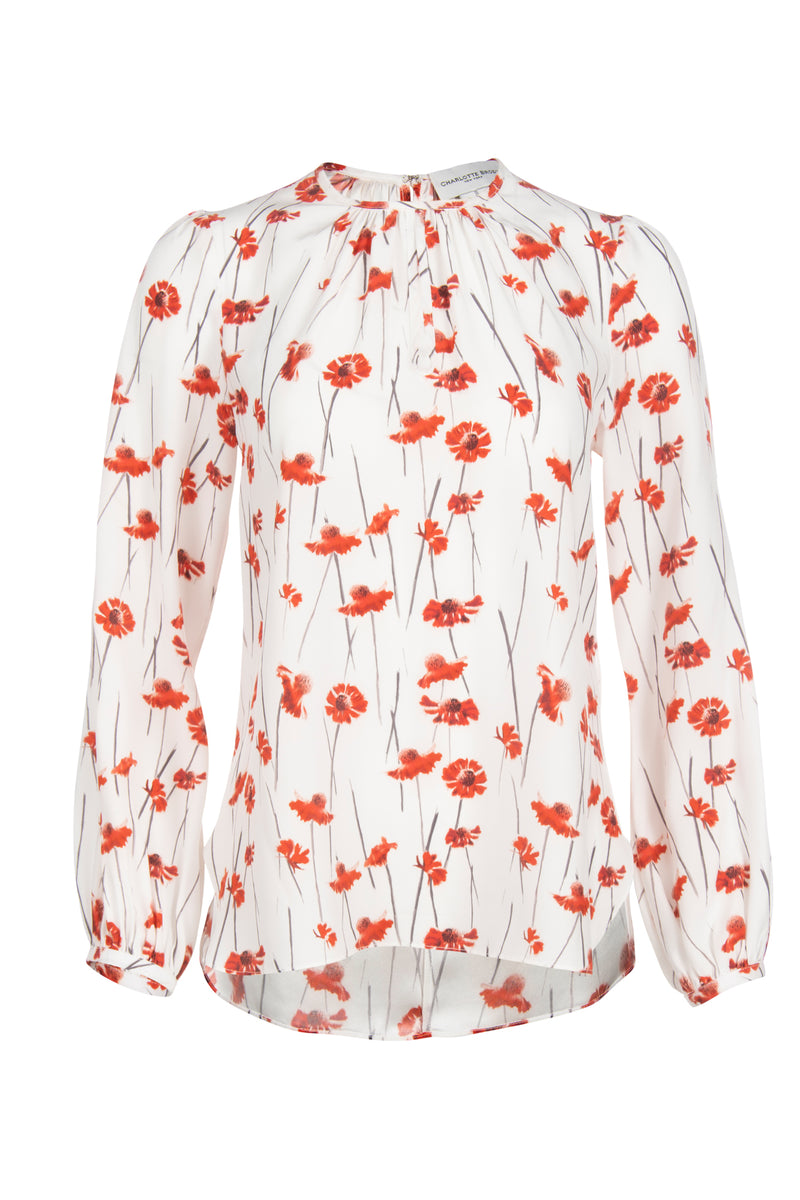 Keyhole Blouse - Red Spanish Poppy