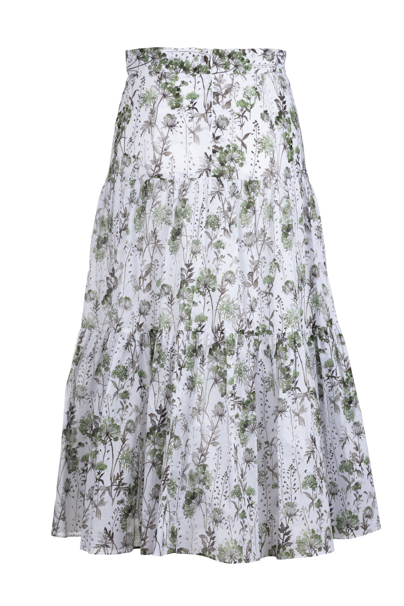 Tiered Midi Skirt - Enchanted Hydrangea