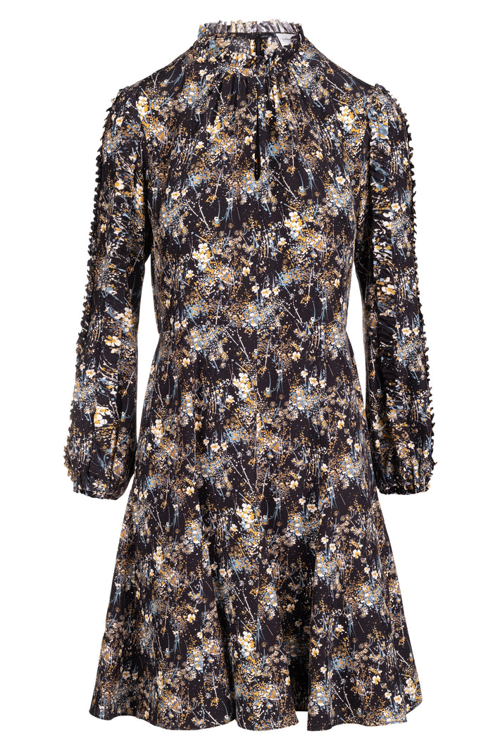 Pansy Dress - Denim Bursting Blooms