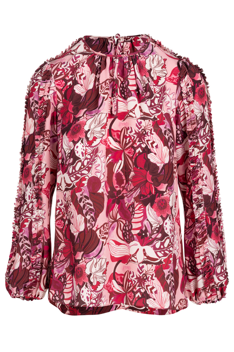 Gardenia Blouse - Burgundy Groovy Blooms