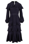 Cascade Ruffle Dress - Navy