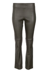 Leather Kick Flare Pant - Olive