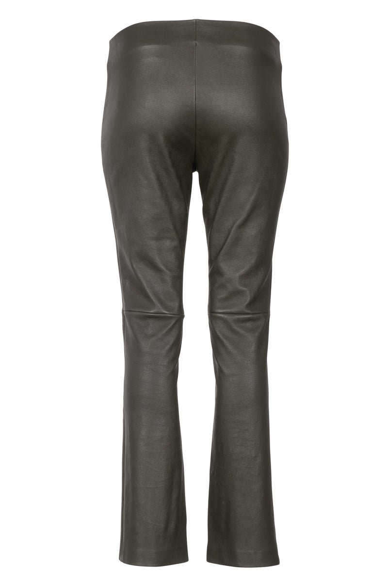 Leather Kick Flare Pant - Olive