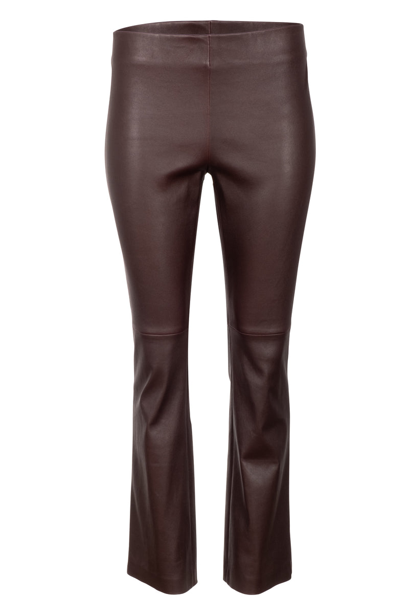 Leather Kick Flare Pant - Burgundy