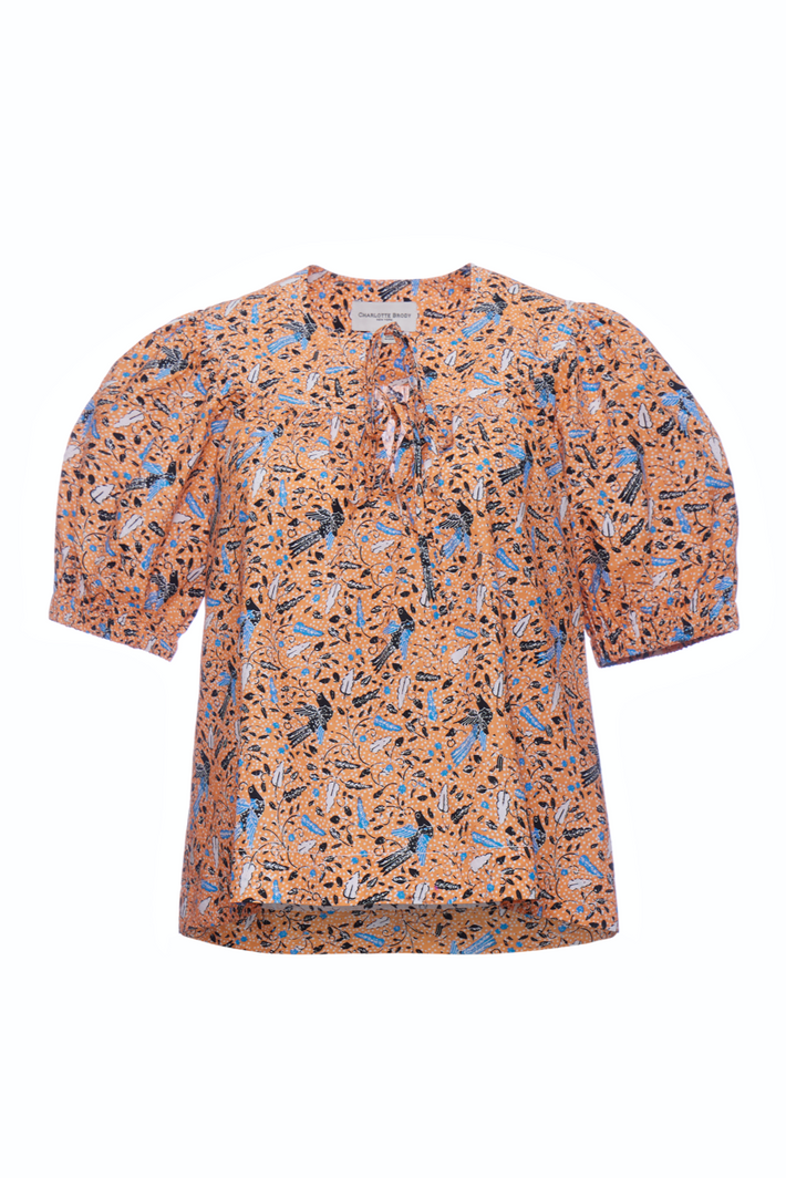 Charlotte Brody Belle Blouse - Orange Aztec Batik