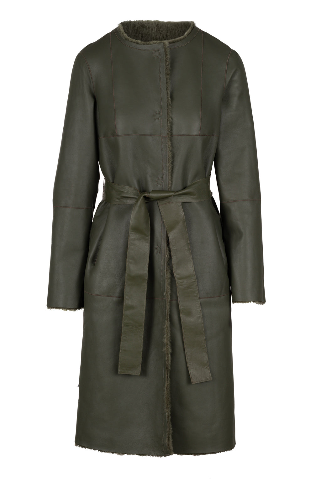 Reversible Shearling Coat - Loden