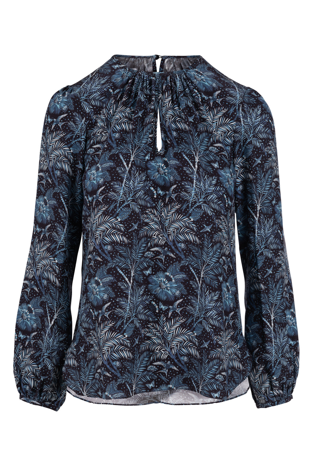 Keyhole Blouse - Navy Desert Oasis