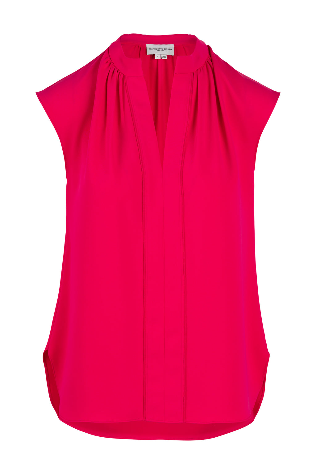 Sleeveless Gathered Blouse - Hot Pink