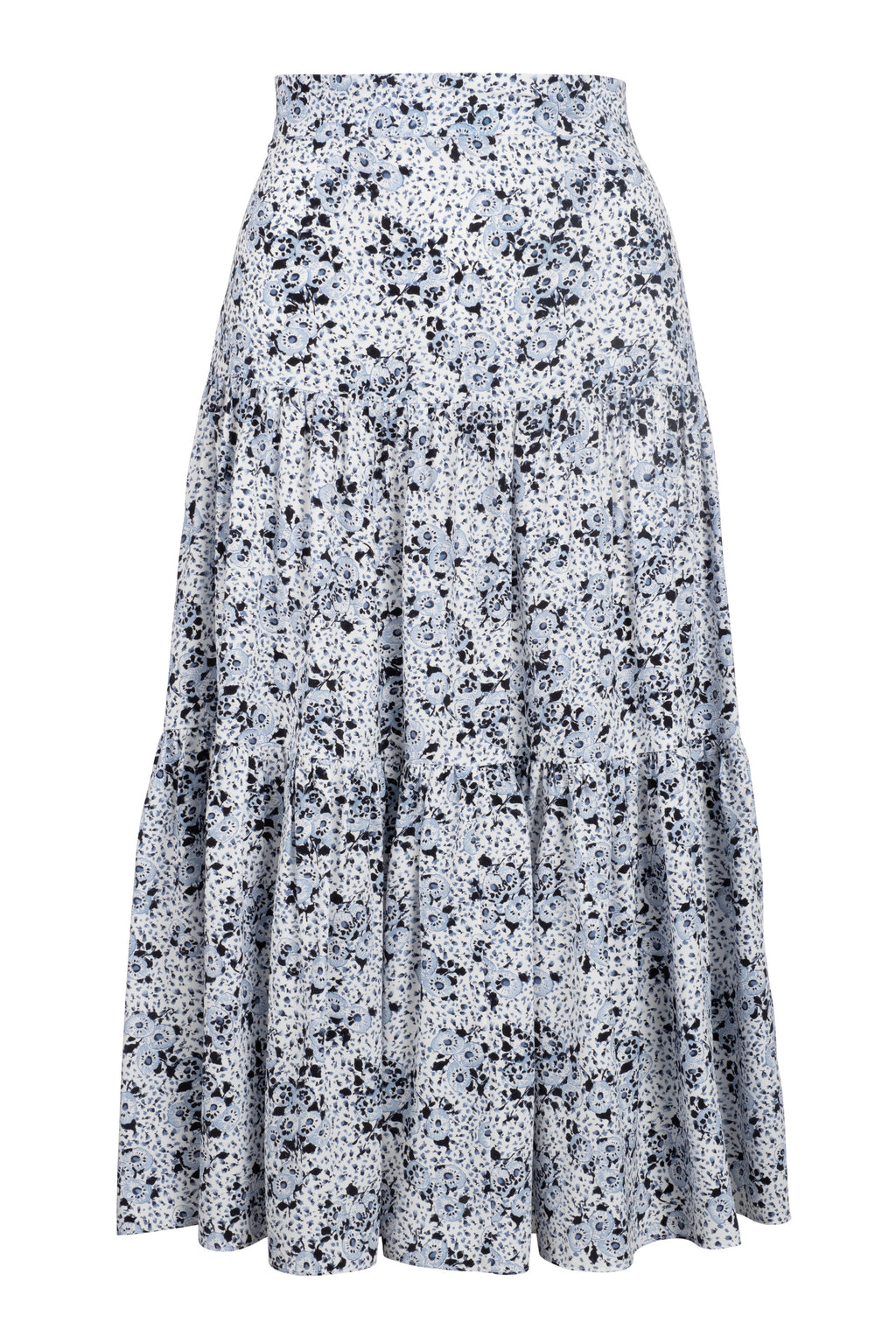 Tiered Midi Skirt - Blue Water Lily