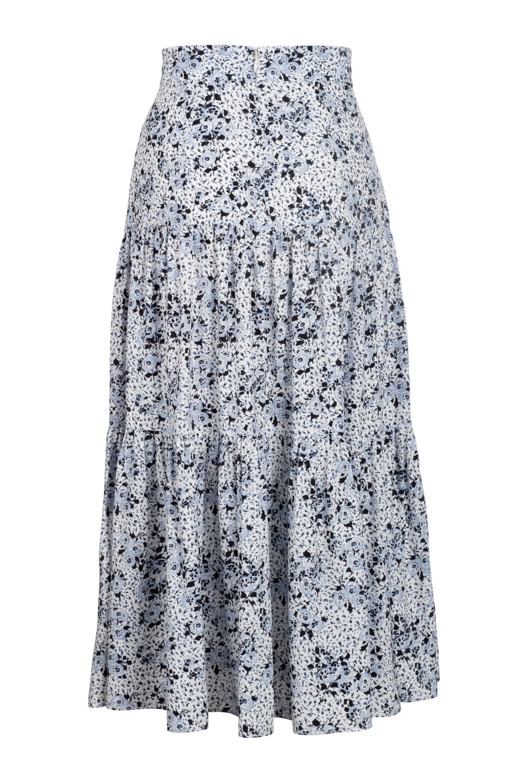 Tiered Midi Skirt - Blue Water Lily